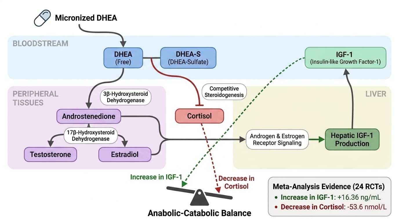 DHEA Raises IGF-1 and Lowers Cortisol Through Steroid Hormone Conversion